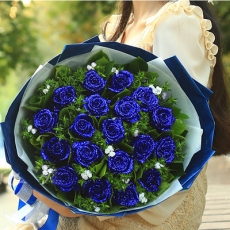 兰色佳人-19蓝玫瑰花束